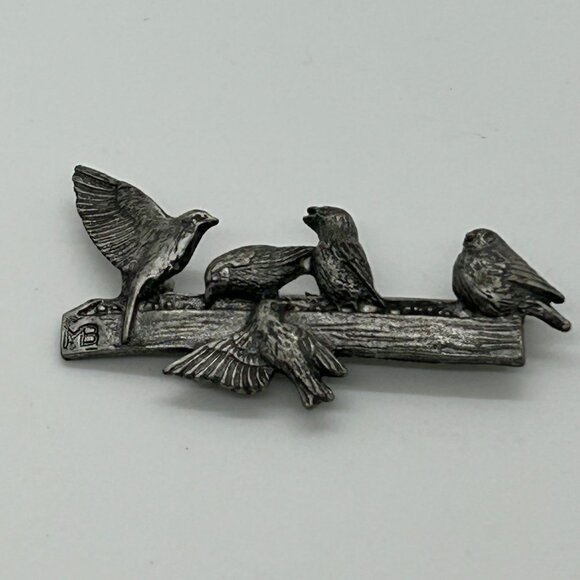 M Bastian Jewelry - Pewter Bird Brooch M Bastian Vintage Pin 1999 Nature-Inspired Design